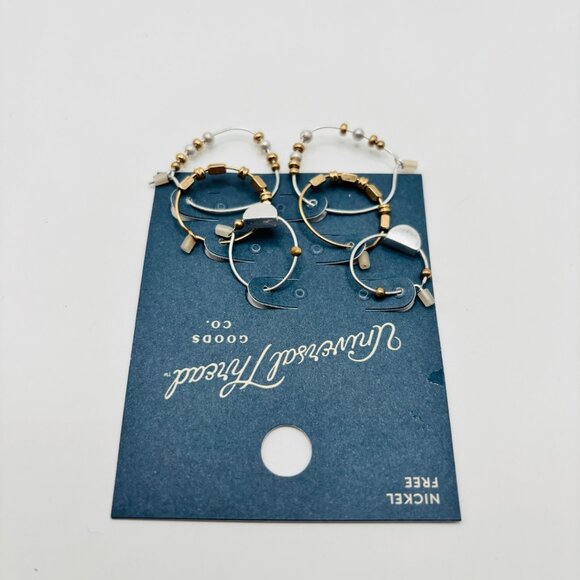 Universal Thread Nickel Free Mixed Metal Gold Silver Hoop Earring Set 3 Pair NWT - Picture 3 of 3